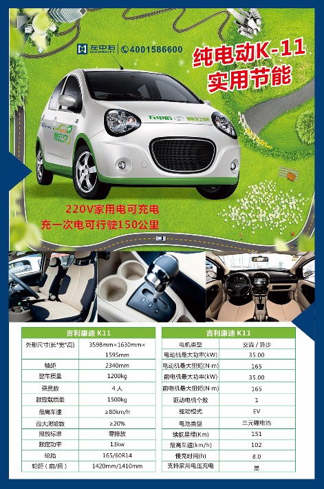 【广州左中右新能源汽车吉利熊猫k11(四座)租赁】-